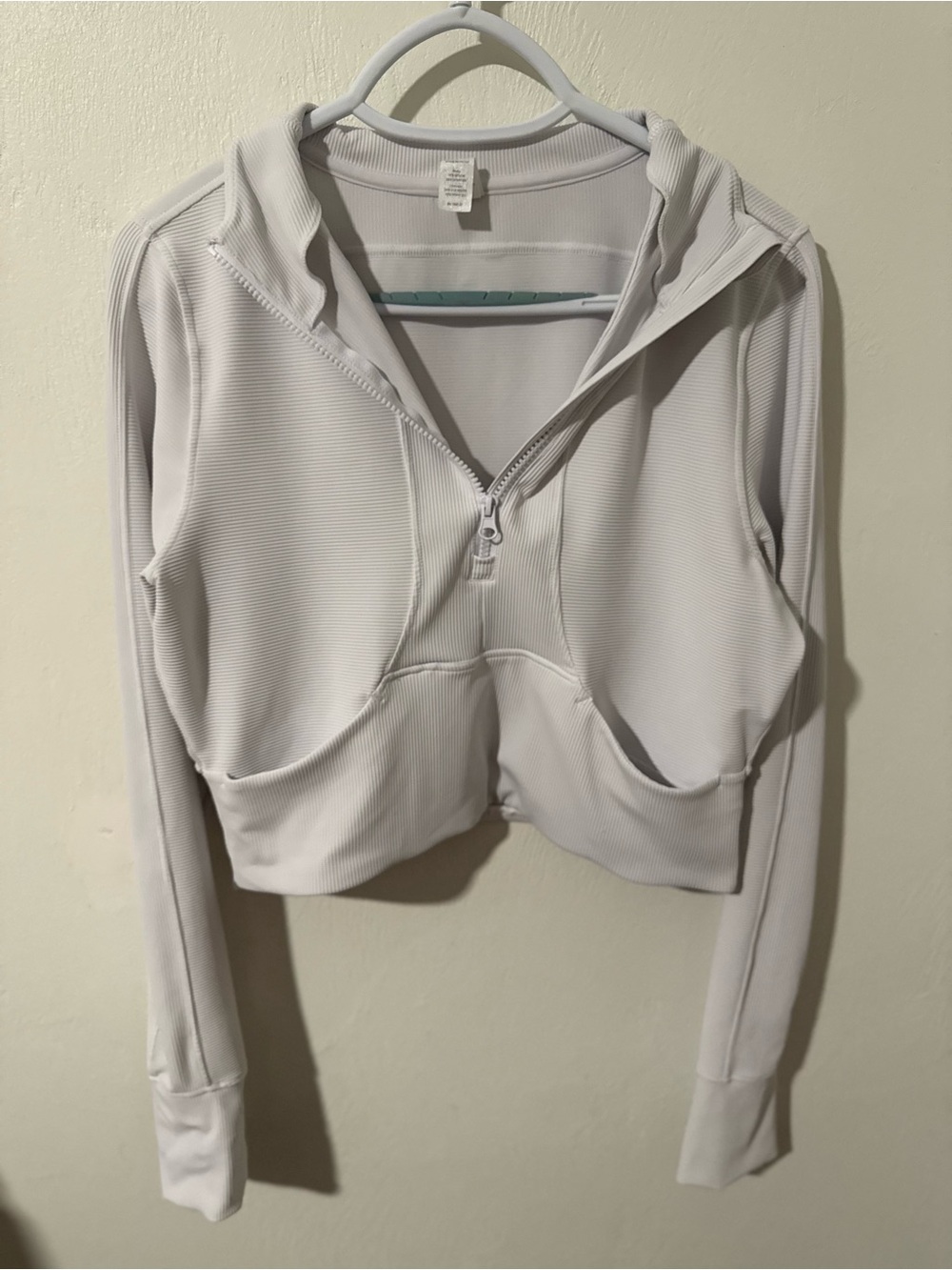 90 Degree By Reflex white and Cropped Half-Zip Hoodie